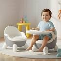 Baybee Booster Chair for Baby with Removable Dining Tray &amp; Cushion | Stable &amp; Sturdy Booster Chair for Feeding, Dining &amp; Playtime | Portable Toddler Booster Seat for Home &amp; Travel (Grey)