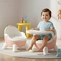 Baybee Booster Chair for Baby with Removable Dining Tray & Cushion | Stable & Sturdy Booster Chair for Feeding, Dining & Playtime | Portable Toddler Booster Seat for Home & Travel (Pink)