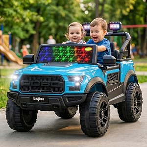baybee bronco baby battery operated jeep for kids  ride on toy electric car with led lights amp music  rechargeable battery big cars with parental control  kids car to drive 3 to 8 years ceyon blue