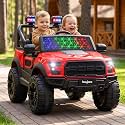 Baybee Bronco Battery Operated Jeep for Kids with Parental Control | Baby Ride On Electric Car with RGB Lights, Music & Swing Mode | Rechargeable Big Battery Car for Kids 3 to 8 Years (Red)