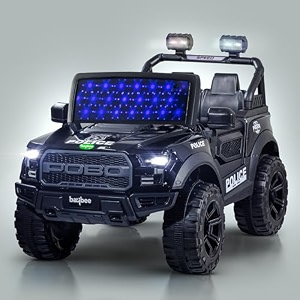 baybee bronco police edition battery operated jeep for kids ride on toy kids car with light amp music  electric jeep battery car  baby big car for kids to drive 3 to 8 years boys girls black