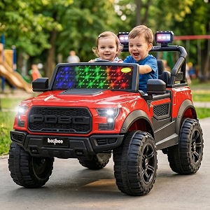 baybee bronco baby battery operated jeep for kids  ride on toy electric car with led lights amp music  rechargeable battery big cars with parental control  kids car to drive 3 to 8 years red