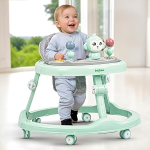 baybee baby walker for kids with 4-level height adjustment foldable design food tray amp musical toy bar  round activity walker for babies 618 months