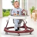 Baybee Baby Walker for Kids with 4-Level Height Adjustment, Foldable Design, Food Tray &amp; Musical Toy Bar | Round Activity Walker for Babies 6–18 Months (Brown)