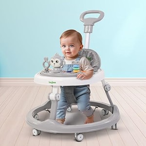 baybee drono pro baby walker for kids with push handle 4-level height adjustment musical toy bar  round activity walker for babies 618 monthsgrey