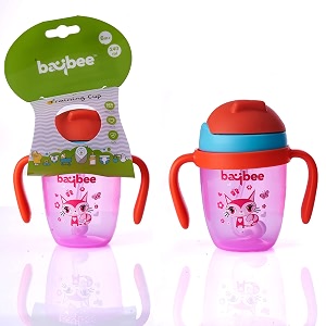 baybee flippo 240ml sipper bottle for kids anti-spill sippy bottle with soft silicone straw bpa free sippy cup baby bottle sipper  sipper bottle for kids toddlers 6 months to 3 years pink