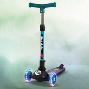 baybee funbee baston skate scooter for kids 3 wheel kids scooter with height adjustable green black