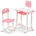 BAYBEE Height Adjustable Powder Coated Study Table and Chair Set for Kids 2+ Years Boys & Girls,Ergonomic Desk with Book Holder,Storage Drawer & Footrest,Perfect for Reading,Writing & Studying (Pink)