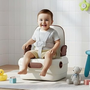 baybee liftzy portable booster chair for kids  travel-friendly baby dining seat with safety straps foldable design storage space amp anti-slip base  ideal for dining travel amp camping brown