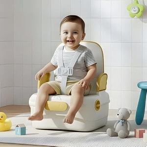 baybee liftzy portable booster chair for kids  travel-friendly baby dining seat with safety straps foldable design storage space amp anti-slip base  ideal for dining travel amp camping yellow
