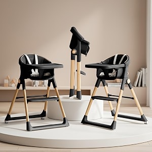 baybee 3 in 1 convertible high chair with adjustable height rocking function amp footrest  baby feeding booster seat with tray wheels safety belt and cushion  for boys amp girls 6 months to 3 years liora beige