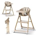 BAYBEE 3 In 1 Convertible High Chair with Adjustable Height, Rocking Function &amp; Footrest | Baby Feeding Booster Seat with Tray, Wheels, Safety Belt and Cushion | For Boys &amp; Girls 6 Months to 3 Years (Liora Green)