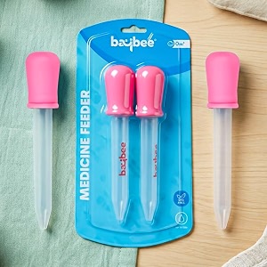 baybee medicine dropper for baby  bpa-free multipurpose soft silicone bulb baby feeder for medicine syrup vitamins  easy-to-clean amp reusable oral filler dropper 5ml - pink  pack of 2
