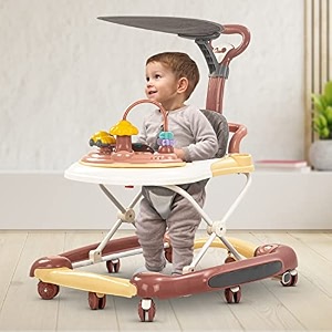 baybee 4 in 1 nebula baby walker for kids with rocker parental push handle amp canopy  activity push walker with adjustable height amp musical toy bar  kids walker for baby 6-18 months boy girl red