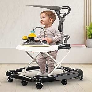 baybee 4 in 1 nebula baby walker for kids with rocker parental push handle amp canopy  activity push walker with adjustable height amp musical toy bar  kids walker for baby 6-18 months boy girl red
