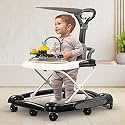 Baybee 4 IN 1 Nebula Baby Walker for Kids With Rocker, Parental Push Handle &amp; Canopy | Activity Push Walker with Adjustable Height &amp; Musical Toy Bar | Kids Walker for Baby 6-18 Months Boy Girl (Black)