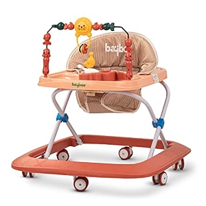 baybee nexus lite baby walker for kids with 2 height adjustable amp tray  multi-function anti-rollover foldable activity walker for baby with musical toy bar  walker baby 6-18 months boys girls orange