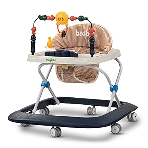 baybee nexus lite baby walker for kids with 2 height adjustable amp tray  multi-function anti-rollover foldable activity walker for baby with musical toy bar  walker baby 6-18 months boys girls dark blue