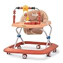 Baybee Nexus Lite Baby Walker for Kids with 2 Height Adjustable &amp; Tray | Multi-Function Anti-Rollover Foldable Activity Walker for Baby with Musical Toy Bar | Walker Baby 6-18 Months Boys Girls (Orange)