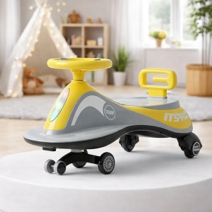 baybee pluto baby swing cars for kids  twister ride on baby car with led lights music amp scratch free pp wheels  push ride on toy kid car  magic cars for kids 3 to 8 years boy girl yellow