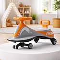 Baybee Pluto Baby Swing Cars for Kids | Twister Ride on Baby Car with Led Lights, Music &amp; Scratch Free PP Wheels | Push Ride on Toy Kid Car | Magic Cars for Kids 3 to 8 Years Boy Girl (Orange)