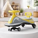 Baybee Pluto Baby Swing Cars for Kids | Twister Ride on Baby Car with Led Lights, Music &amp; Scratch Free PP Wheels | Push Ride on Toy Kid Car | Magic Cars for Kids 3 to 8 Years Boy Girl (Yellow)