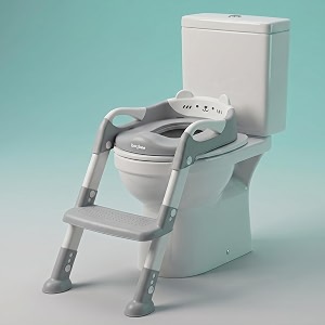 baybee aura pro baby ladder potty training seat for kids  foldable baby western toilet seat with adjustable height grip handle amp backrest  potty training seat chair for kids 1 to 8 years grey