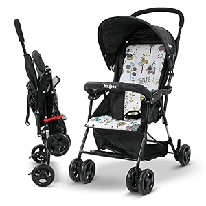 baybee stroller baby for boy amp girl 0 to 3 years  foldable strollers with canopy parent handle 2-position adjustable seat 2-point safety belt  travel pram for kids black