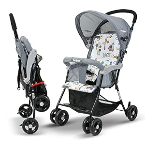baybee stroller baby for boy amp girl 0 to 3 years  foldable strollers with canopy parent handle 2-position adjustable seat 2-point safety belt  travel pram for kids grey