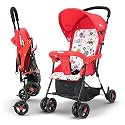 Baybee Stroller for Baby Boy 0 to 5 Years, Adjustable &amp; Removable Canopy, Front Swivel Wheels, Rear Wheel Brakes, 2 Point Safety Belt, One Click Foldable Pram Strollers for Kids (Red)
