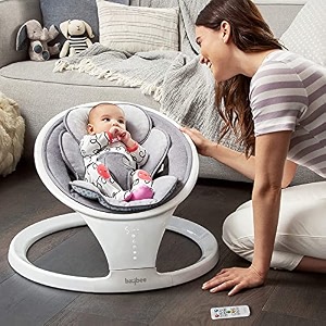 baybee sooth n sway automatic bluetooth electric baby swing cradle with adjustable speed soothing vibrations music mosquito net 3-point safety belt amp removable baby toys