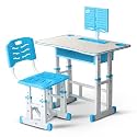BAYBEE Study Table and Chair Set for Kids 2+ Years Boys &amp; Girls | Height Adjustable Study Desk with Book Holder, Storage Drawer &amp; Footrest | Ergonomic Kids Study Table for Reading &amp; Writing (Blue)