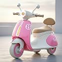 Baybee Vintage Battery Operated Bike for Kids, Ride on Toys Kid Scooty with Light &amp; Music | Baby Rechargeable Battery Bike | Electric Bike for Kids to Drive 2 to 6 Years Boys Girl (Pink)