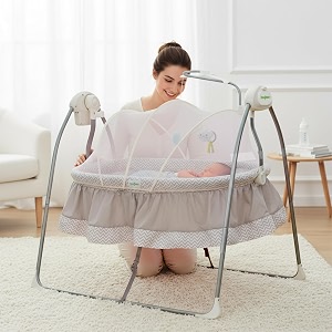 baybee electric swing cradle for babies automatic cradle for newborn baby with 6 speed control mosquito net toy bar amp music jhula for kids baby jhula for 0 to 2 years boys girls grey