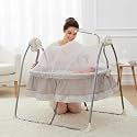 BAYBEE Electric Swing Cradle for Babies Automatic Cradle for Newborn Baby with 6 Speed Control, Mosquito Net, Toy Bar &amp; Music, Jhula for Kids, Baby jhula for 0 to 2 Years Boys Girls (Grey)