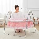 BAYBEE Wanda Automatic Electric Baby Swing Cradle for New Born Baby | 3 Swing Levels &amp; Timer | Remote &amp; Manual Control | Mosquito Net &amp; Toy Bar | Folding Jhula for 0 to 2 Years (Pink)