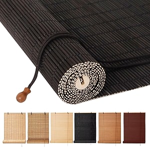 BAYUE Bamboo Blinds Roll Up Window Shades