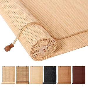 BAYUE Bamboo Blinds Roll Up Window Shades