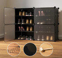BAZKU 8-Shelf-4-Door Plastic Cubort Shoe Rack Plastic