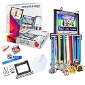 Race Medal Display Holder - Wall Medals Hanger with Race Bibs (8x9 in.) | Award Rack for Running, Spartan, Marathon Athlete, Soccer, Cheer, Gymnastics | 3 Sturdy Metal Bars Holds 200+ Awards