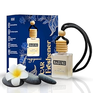 bazuki car perfume hanging pod 10 ml  jasmine car air freshener  white glass bottle with wooden diffuser cap  natural essential oil  long lasting up to 60 days  refillable amp leak-proof design