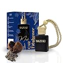 Bazuki Musk Car Perfume | Hanging Pod Air Freshener with Essential Oils | Black Glass Bottle + Beechwood Diffuser Cap | 60-Day Long-Lasting Car Fragrance