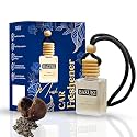Bazuki Car Perfume Hanging Pod 10 ml | Jasmine Car Air Freshener | White Glass Bottle with Wooden Diffuser Cap | Natural Essential Oil | Long Lasting up to 60 Days | Refillable &amp; Leak-Proof Design