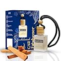 Bazuki Car Perfume Hanging Pod 10 ml | Jasmine Car Air Freshener | White Glass Bottle with Wooden Diffuser Cap | Natural Essential Oil | Long Lasting up to 60 Days | Refillable &amp; Leak-Proof Design