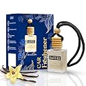 Bazuki Car Perfume Hanging Pod 10 ml | Jasmine Car Air Freshener | White Glass Bottle with Wooden Diffuser Cap | Natural Essential Oil | Long Lasting up to 60 Days | Refillable &amp; Leak-Proof Design