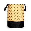 Heavy Duty Laundry Basket | Large Round Collapsible Storage Hamper | for Blankets, Toys &amp; Laundry | Foldable Home Organizer for Dorm, Apartment | Brown