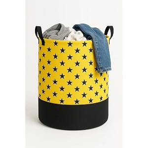heavy duty laundry basket  large round collapsible storage hamper  for blankets toys amp laundry  foldable home organizer for dorm apartment  yellow