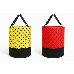 heavy duty laundry basket  large round collapsible storage hamper  for blankets toys amp laundry  foldable home organizer for dorm apartment  red amp yellow