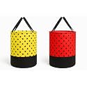 Heavy Duty Laundry Basket | Large Round Collapsible Storage Hamper | for Blankets, Toys & Laundry | Foldable Home Organizer for Dorm, Apartment | Red & Yellow