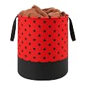 Heavy Duty Laundry Basket | Large Round Collapsible Storage Hamper | for Blankets, Toys &amp; Laundry | Foldable Home Organizer for Dorm, Apartment | Red